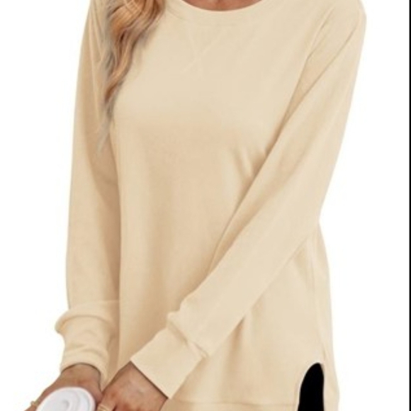 ✨️NWT✨️ MOSHU - XL Beige Long Sleeve Top - Picture 2 of 6